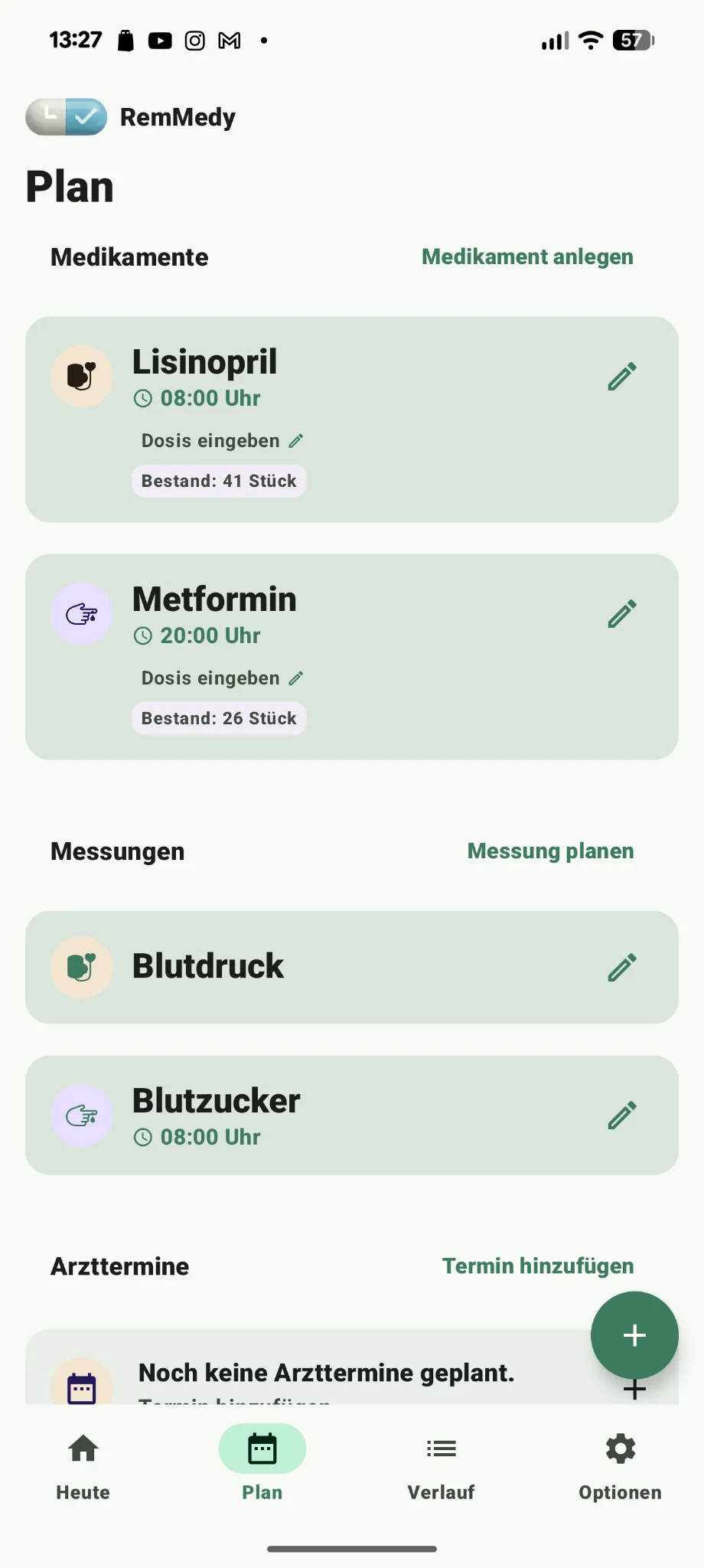 Medikamentenplan in RemMedy
