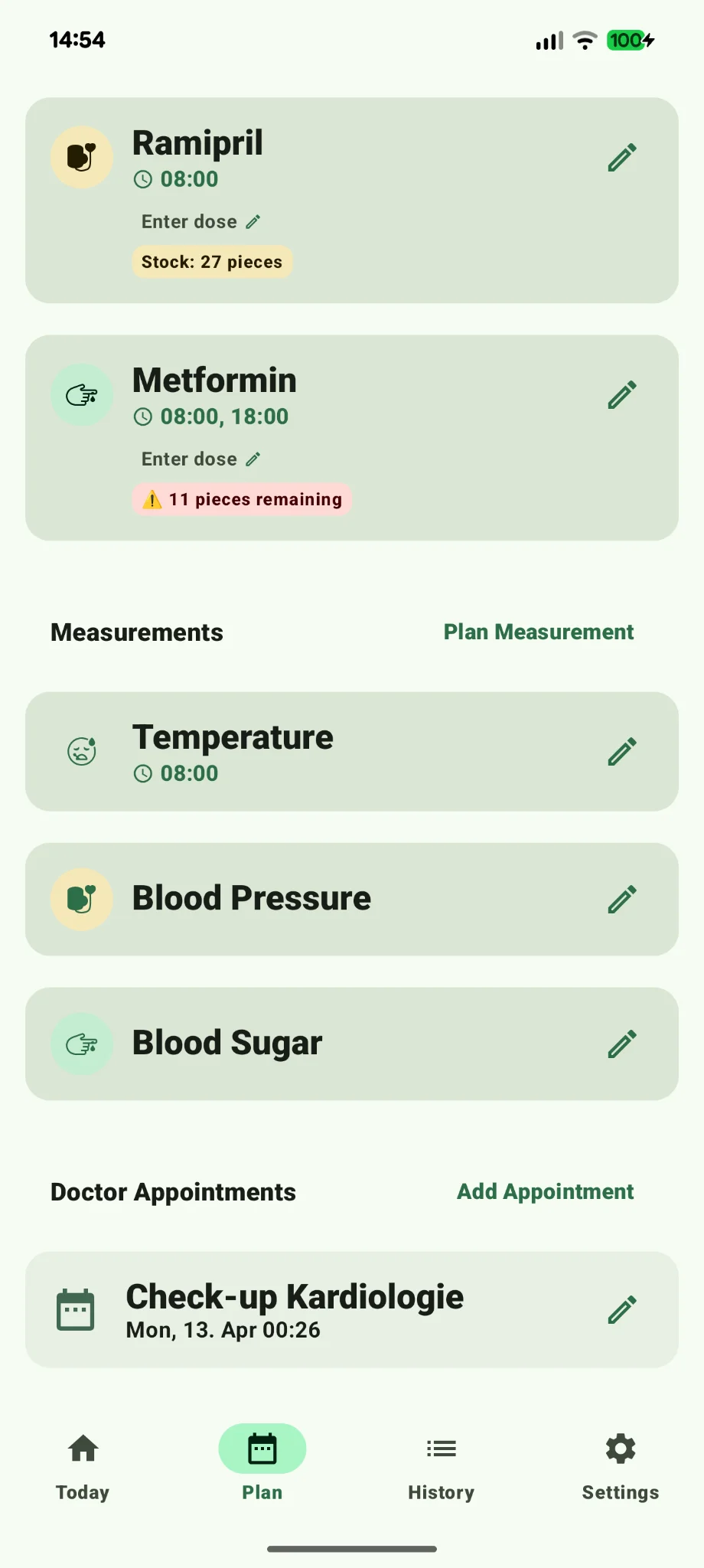 Medication plan in RemMedy